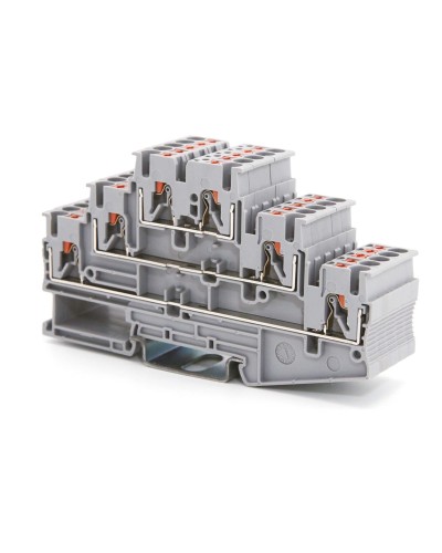 Клемма трехуровневая, зажим push-in, 2.5 кв.мм, синяя (VPR-2.5-3L-BU). Клемма проходная, 6 точки подключения. ДКС в Сургуте