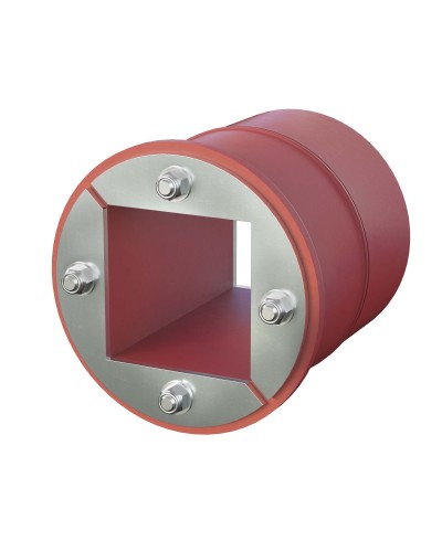 Проходка круглая, нержавеющая, D200х70 мм с проемом 120х120 мм (DXF3126): Проходка круглая, нержавеющая, с проёмом в Сургуте