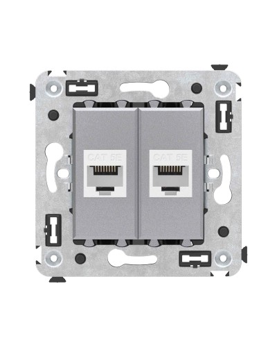 Розетка RJ-45 в стену, кат.5E, Avanti, двойная, закаленная сталь (4404664). Розетка компьютерная. ДКС в Сургуте