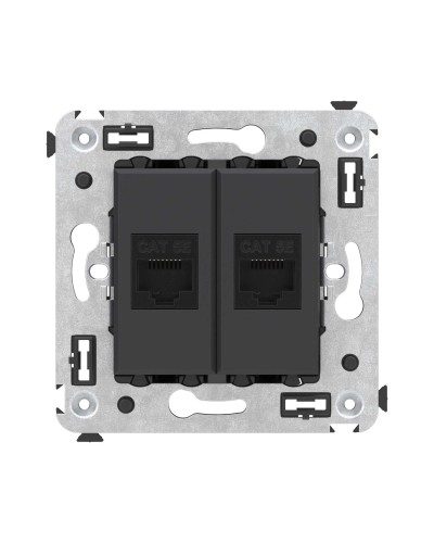 Розетка RJ-45 в стену, кат.5E, Avanti, двойная, черный матовый (4412664). Розетка компьютерная. ДКС в Сургуте