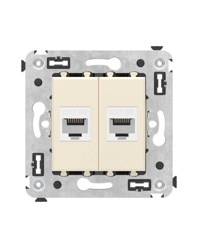 Розетка RJ-45 в стену, кат.5E, Avanti, двойная, ванильная дымка (4405664). Розетка компьютерная. ДКС в Сургуте