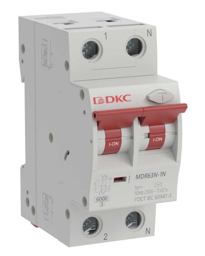 YON max MDR, 1P+N, 30mA, 16A, 6kA, А (MDR63N-1N2C16-A). Автоматический выключатель дифференциального тока. ДКС в Сургуте