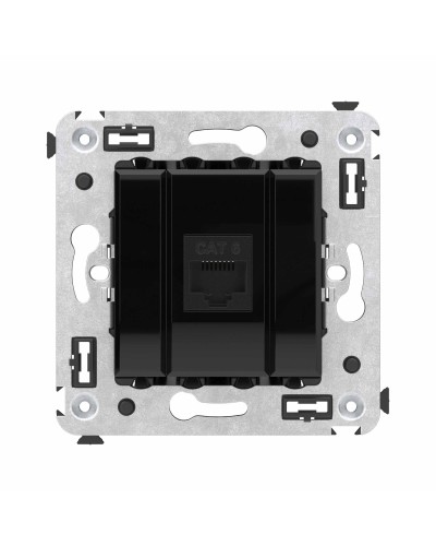 Розетка RJ-45 в стену, кат.6E, Avanti, одинарная, черный квадрат (4402693). Розетка компьютерная. ДКС в Сургуте