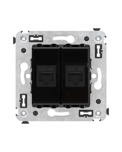 Розетка RJ-45 в стену, кат.5E, Avanti, двойная, черный квадрат (4402664). Розетка компьютерная. ДКС в Сургуте