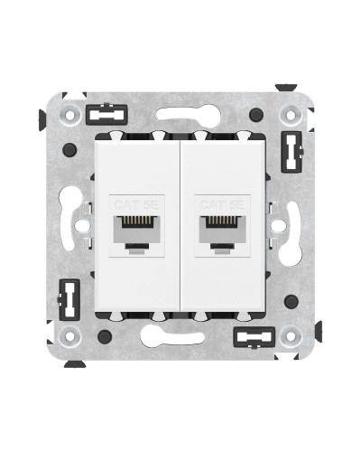 Розетка RJ-45 в стену, кат.5E, Avanti, двойная, белое облако (4400664). Розетка компьютерная. ДКС в Сургуте