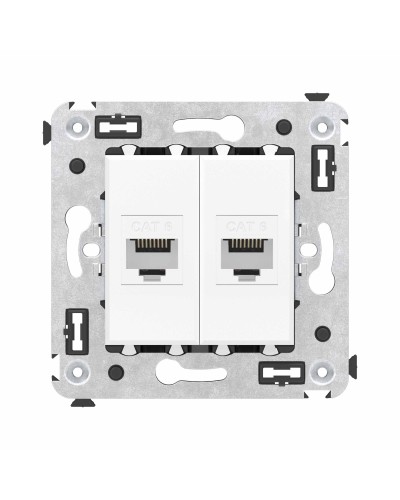 Розетка RJ-45 в стену, кат.6E, Avanti, двойная, белое облако (4400694). Розетка компьютерная. ДКС в Сургуте