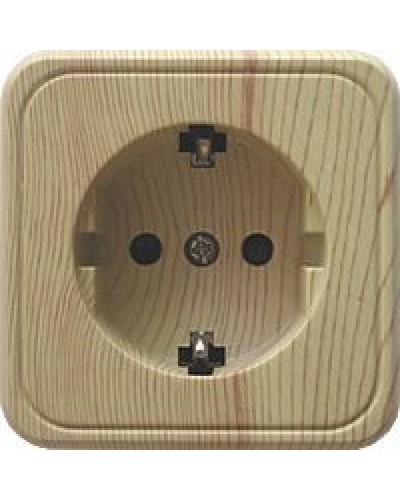 Розетка одинарная открытой установки с з/к, сосна, LK Standard (813225). Розетка с заземляющими контактами и защитными шторками. Экопласт в Сургуте