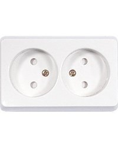 Розетка двойная открытой установки без з/к, белый, LK Standard (813604). Розетка без заземляющих контактов с защитными шторками. Экопласт в Сургуте