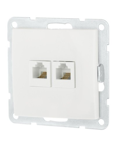 Розетка телефонная двойная 2xRJ-12 с накладкой, белый LK60 (865604-1). Розетка телефонная. Экопласт в Сургуте