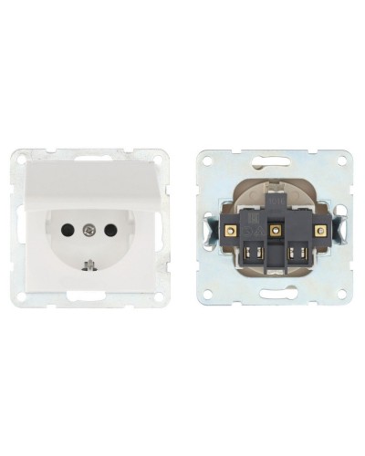 Розетка с з/к, шторками и крышкой, белый LK80 (843404-1). Розетка. Экопласт в Сургуте