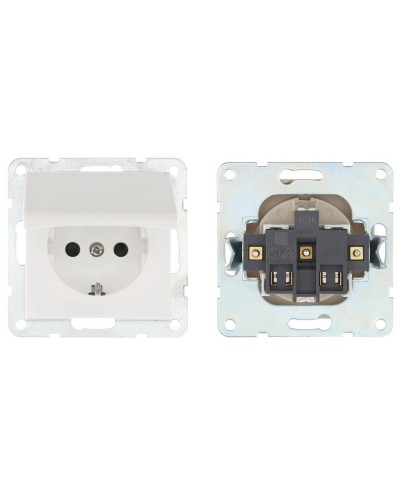 Розетка с з/к, шторками и крышкой, белый LK60 (863404-1). Розетка. Экопласт в Сургуте