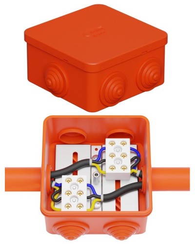 Коробка JBS080 85х85х50, 6 вых., 3P (0,15-10,0 мм²) (43301HF). Коробка монтажная, огнестойкая, без галогена. Экопласт в Сургуте