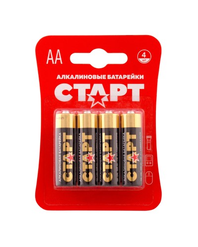 СТАРТ LR6-BL4 (1,5 В, AA, LR6), упак. 4 шт. БЛИСТЕР. Алкалиновые батарейки. СТАРТ в Сургуте
