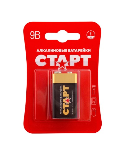 СТАРТ 6LR61-BL1 (9 В, Крона,  6LR61), БЛИСТЕР. Алкалиновая батарейка. СТАРТ в Сургуте